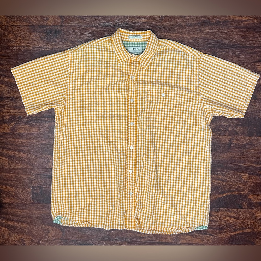 Orvis Short Sleeve Shirt Multicolored (yellow) Preowned size xl
